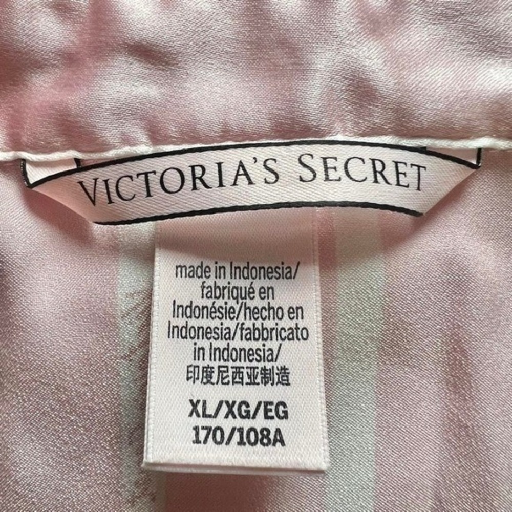 Victoria's Secret Pink Satin Stripe Sleep Shirt Pajama Top XL - Picture 5 of 5